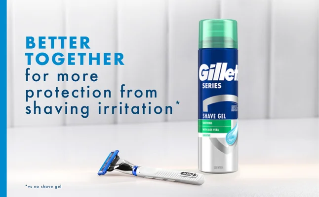 Gillette Series Shave Gel that can be used together with Gillette Mach3 Turbo razor.