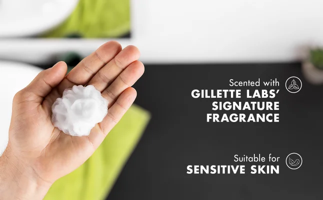 Gillette Labs Revitalising Gel 3-in-1 foam, with Gillette Labs’ signature fragrance.