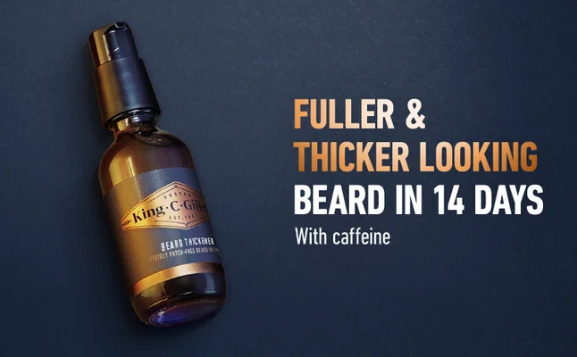 King C. Gillette Beard Thickener provides a fuller and thicker looking beard in 14 days.