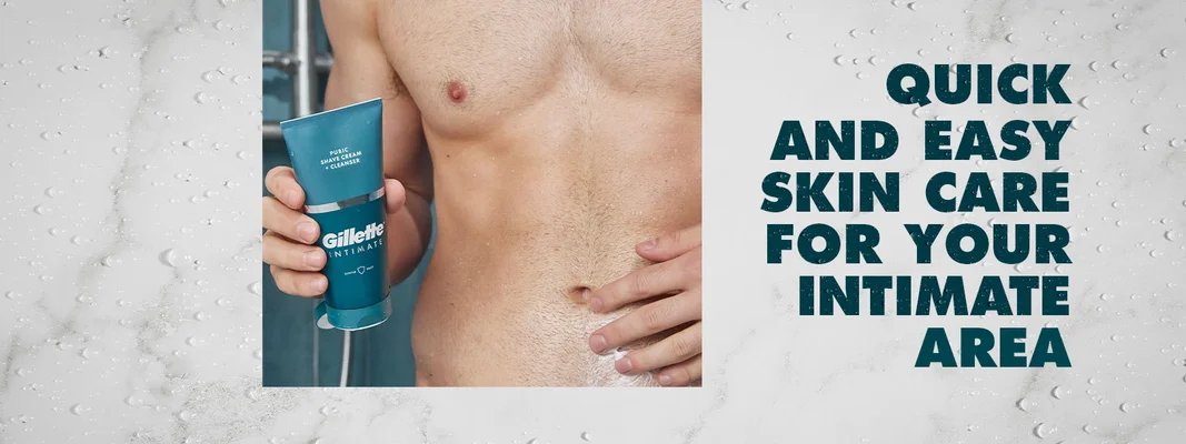Gillette Intimate pubic shave cream and cleanser for quick and easy skin care in your intimate area.