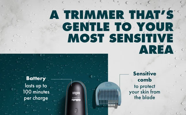 Lower part of Gillette Intimate Pubic Hair Trimmer and sensitive comb.