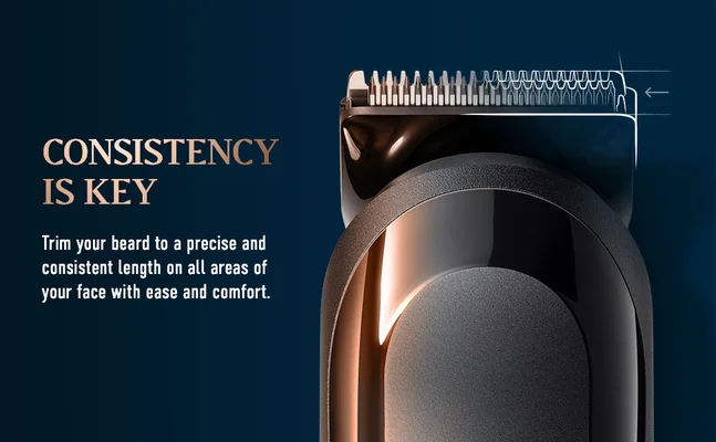Beard Trimmer for a precise & consistent length on all areas of the face with ease and comfort.