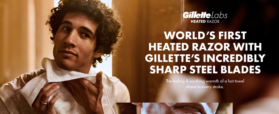 WORLD‘S FIRST HEATED RAZOR WITH GILLETTE‘S BEST BLADES The feeling & soothing warmth of a hot towel shave in every stroke.