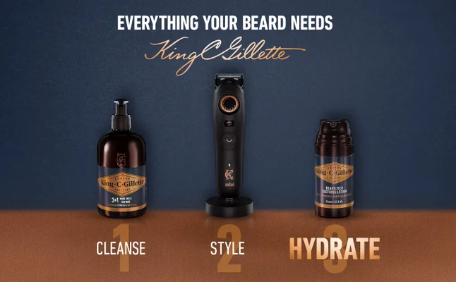 3in1 Wash, Trimmer Pro Max, and Beard Itch Soothing Lotion to cleanse, style and hydrate.
