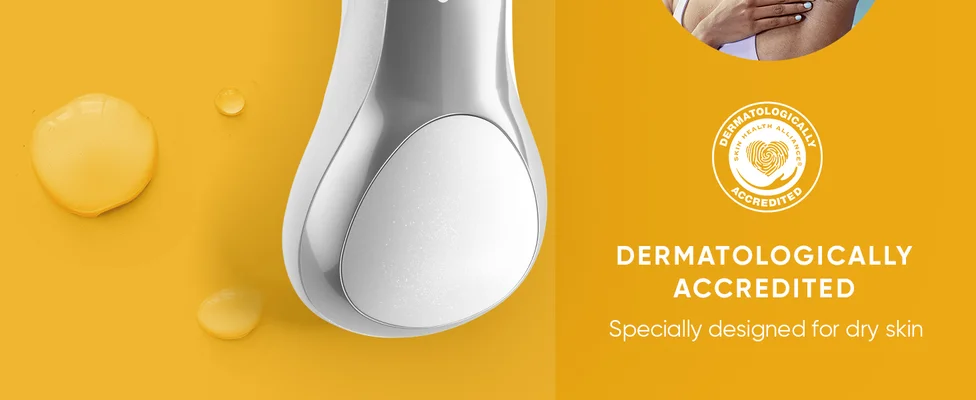 Skin Health Alliance logo shows the razor is dermatologically accredited.