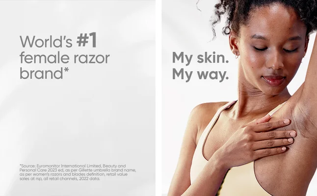 Woman enjoying her smooth skin on her armpit thanks to the world's no. 1 female razor brand, Gillette Venus