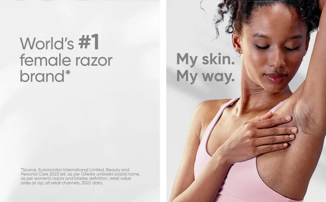 Woman enjoying her smooth skin on her armpit thanks to the world's no. 1 female razor brand, Gillette Venus