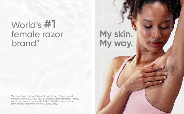 Woman enjoying her smooth skin on her armpit thanks to the world's no. 1 female razor brand, Gillette Venus.
