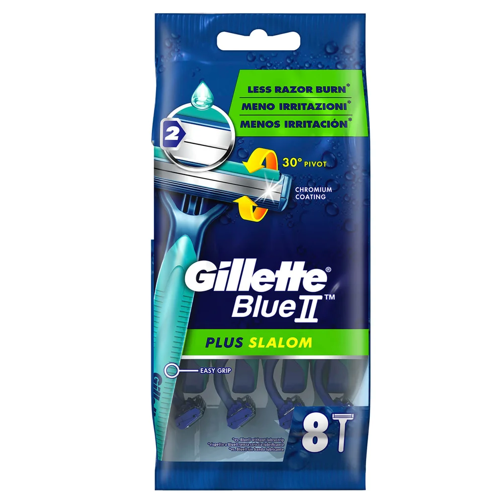 Gillette Blue II Plus Slalom Disposable Razors (8 Pack - 1 Month) Image 1