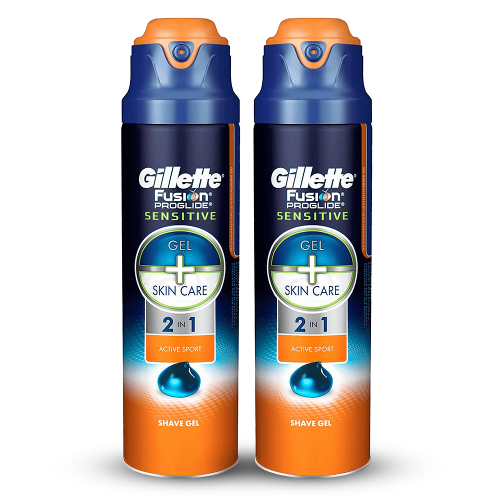 Gillette Fusion5 Proglide Sensitive 2-in-1 Active Sport Shaving Gel 170ml (2 Pack - 3 Month) Image 1