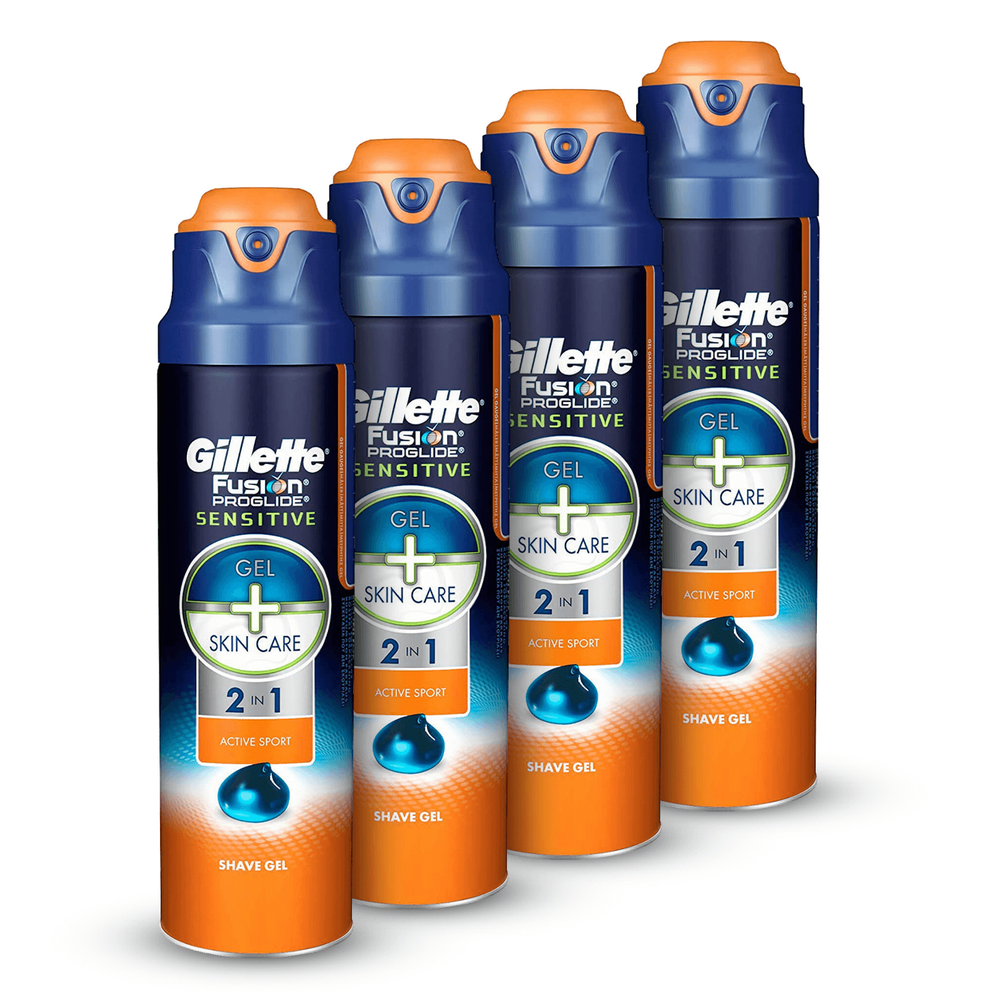 Gillette Fusion5 Proglide Sensitive 2-in-1 Active Sport Shaving Gel 170ml (4 Pack - 6 Month) Image 1
