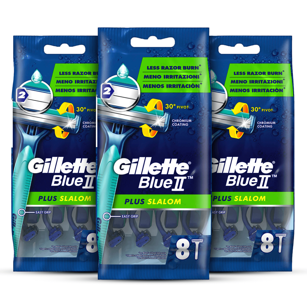 Gillette Blue II Plus Slalom Disposable Razors (24 Pack - 3 Month) Image 1