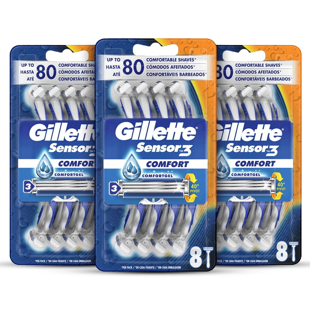Gillette Sensor3 Disposable Razors (24 Pack - 3 Month) Image 1