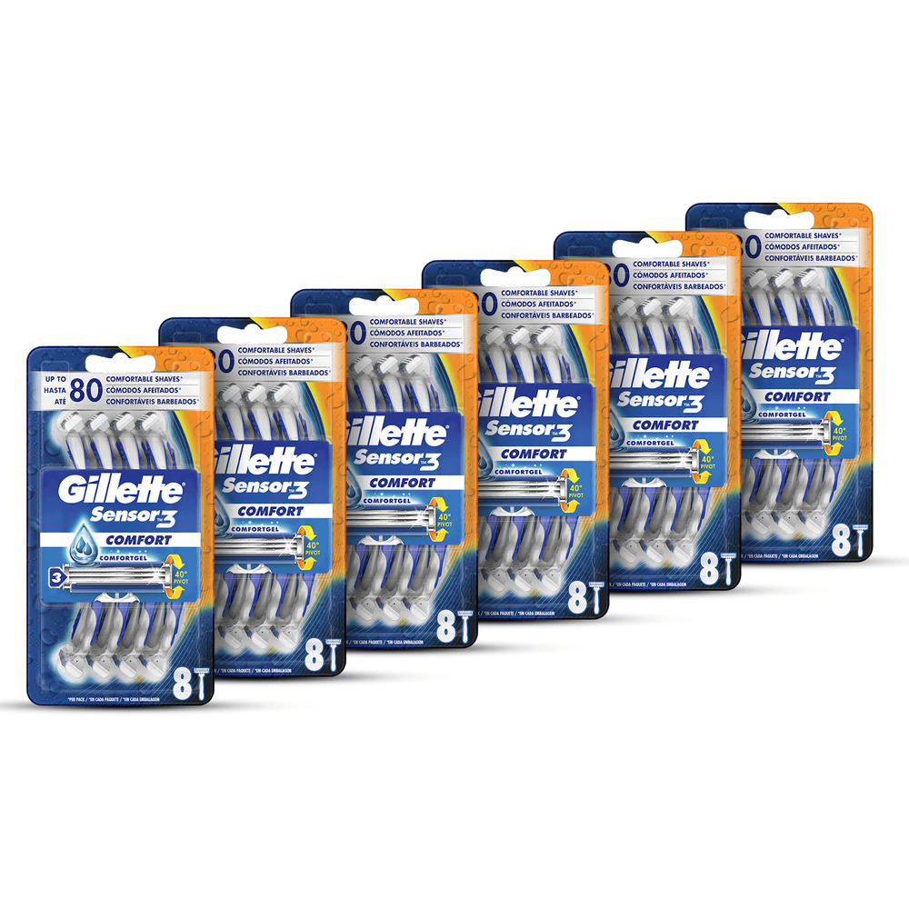 Gillette Sensor3 Disposable Razors (48 Pack - 6 Month) Image 1