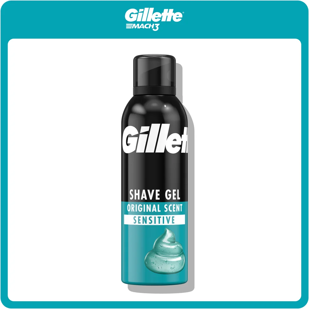 Gillette Shave Gel Original Scent Sensitive, with a dollop of gel.