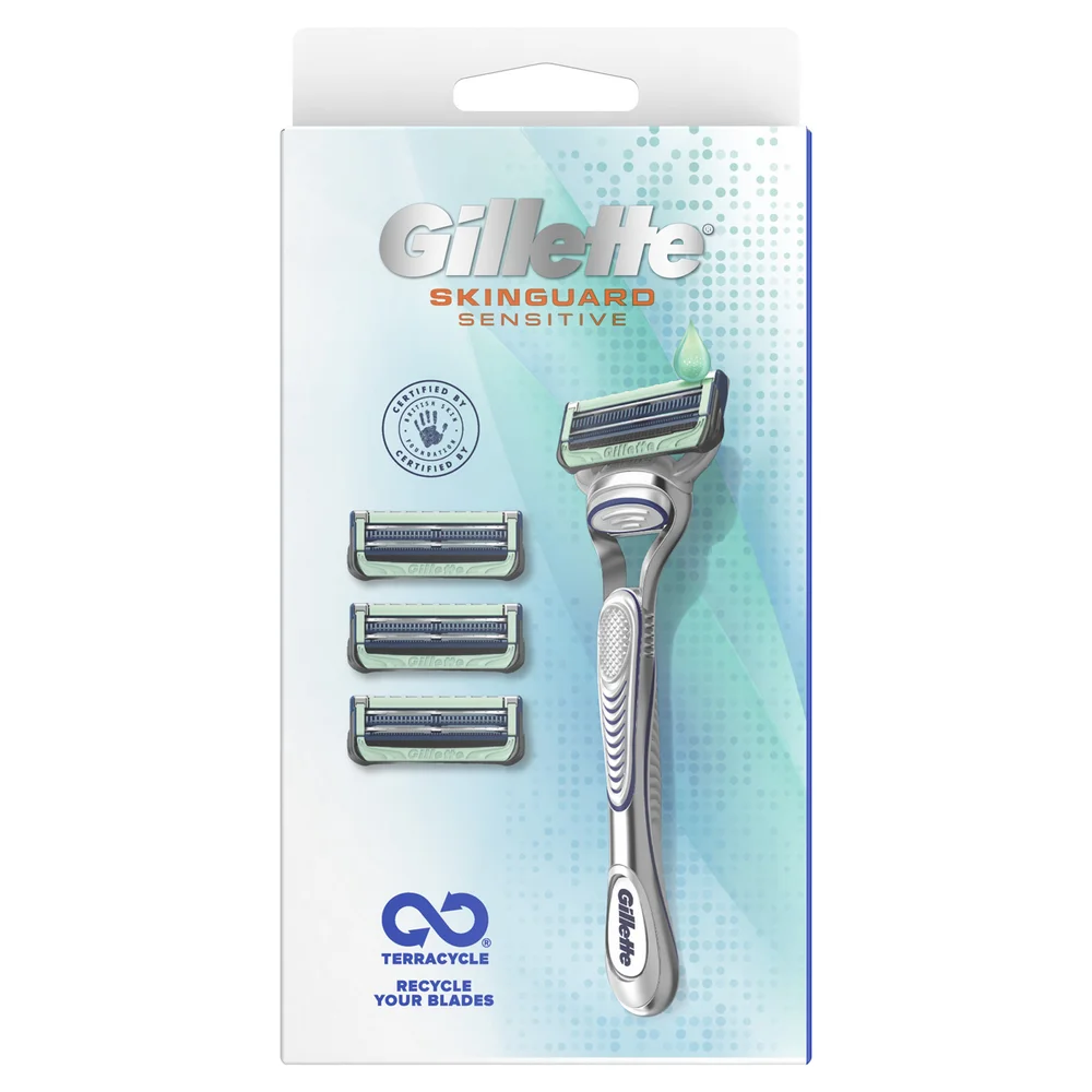 Gillette SkinGuard Sensitive Razor + 4 Razor Blades Image 1