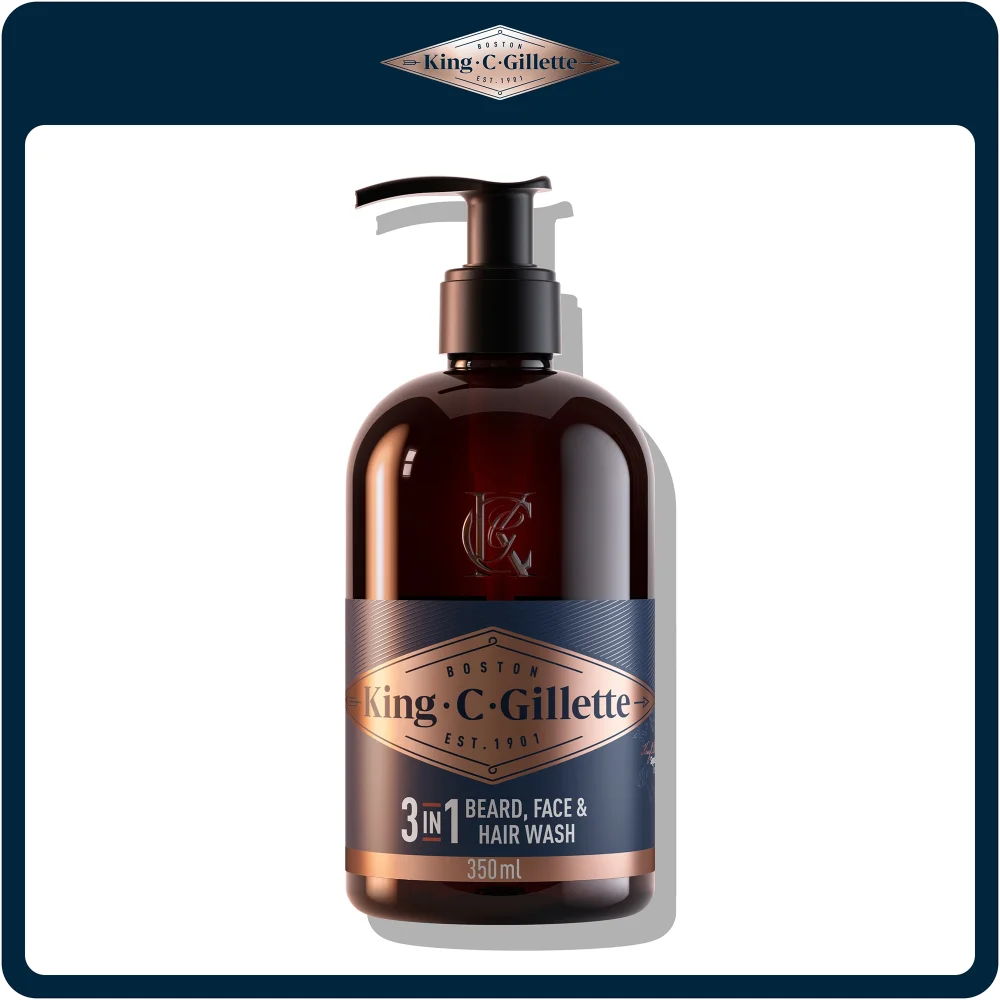 King C. Gillette Beard, Face & Hair Wash 350ml Image 1