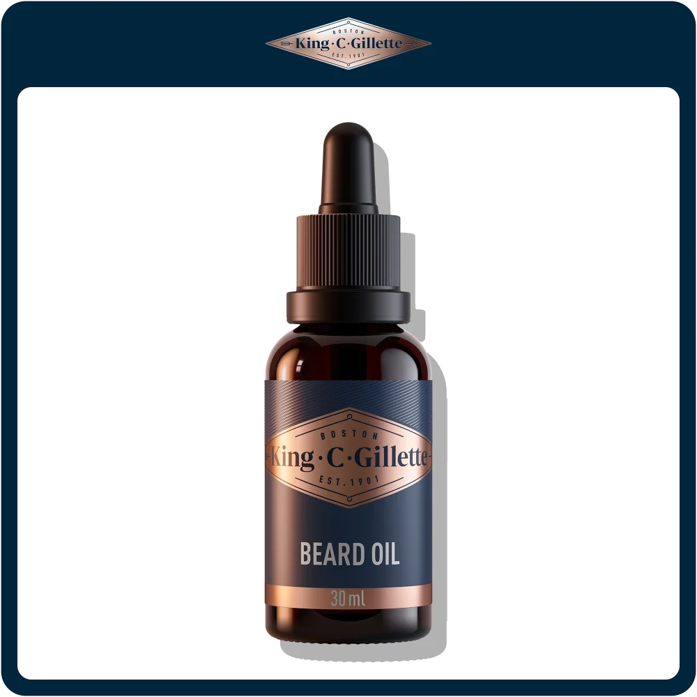 King C. Gillette Beard Oil, 30 ml bottle with dropper.