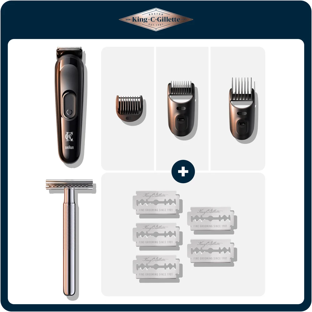 King C. Gillette Beard Trimmer & Double Edge Safety Razor Image 1