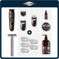 King C. Gillette complete grooming kit with trimmer, razor, and beard care products.
