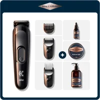 King C. Gillette beard trimmer kit with multiple combs, beard oil, softener, and 3-in-1 wash.