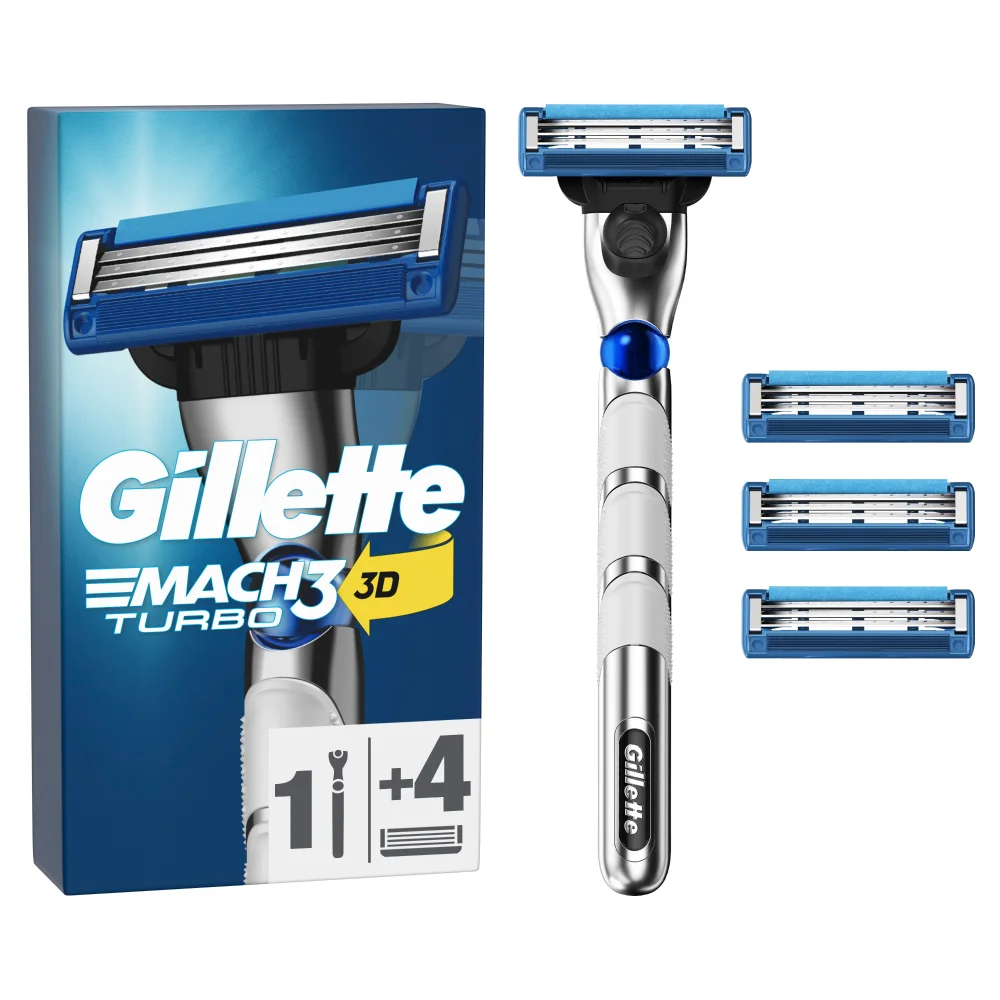 Gillette Mach 3 Turbo 3D Razor + 3 Razor Blades Image 1