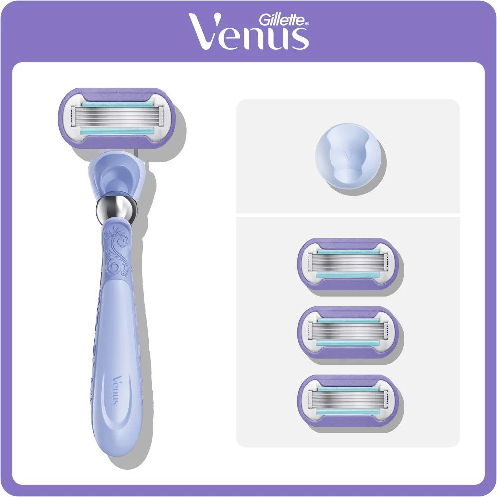 Gillette Venus Extra Smooth Swirl Razor, 3 Razor Blades & Shower Hanger Image 1