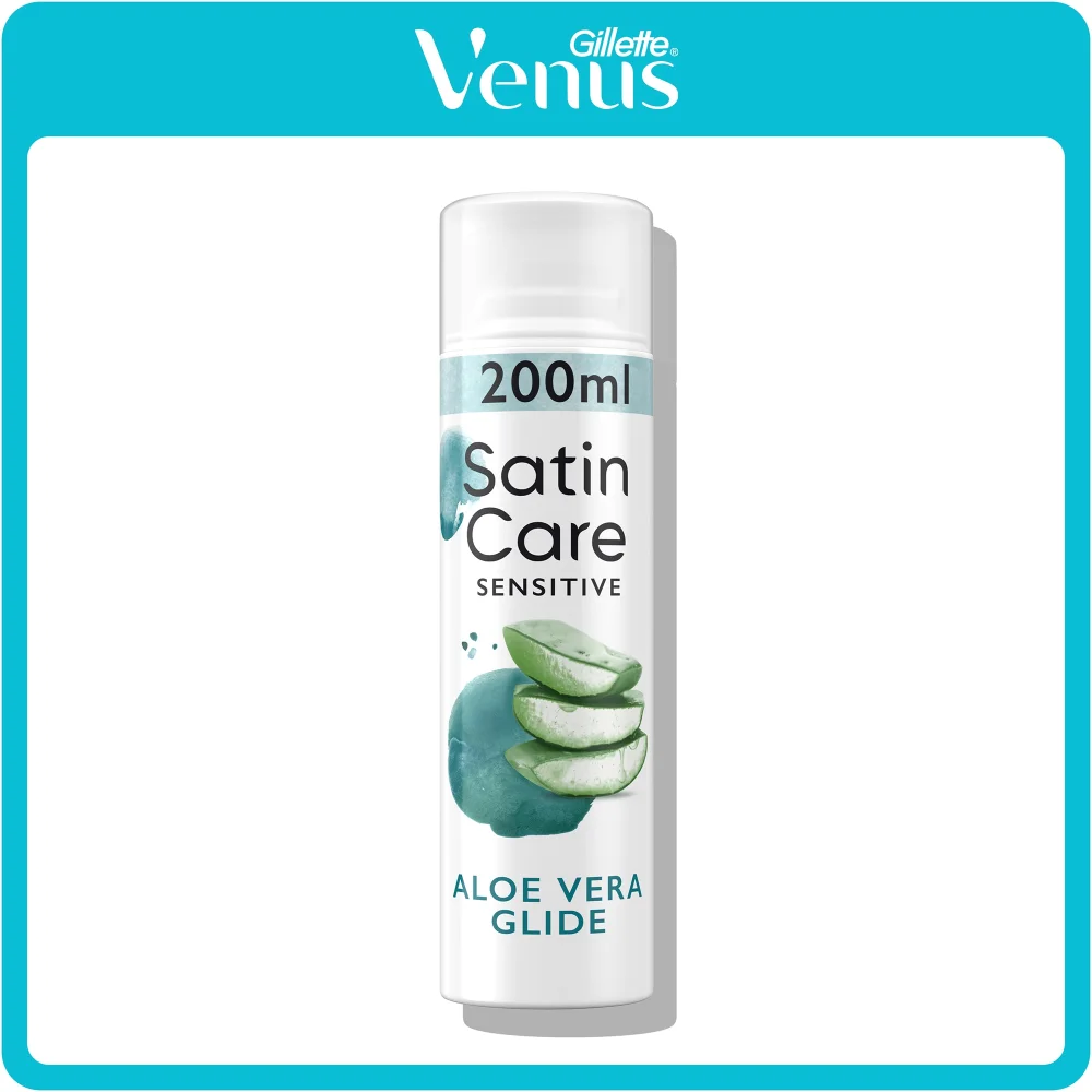Gillette Venus Satin Care Sensitive shaving gel, 200ml, with Aloe Vera Glide.
