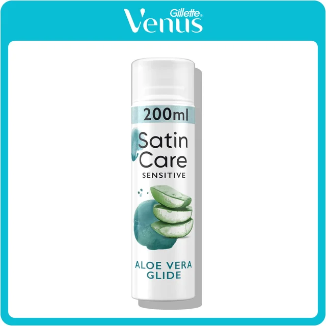 Gillette Venus Satin Care Sensitive shaving gel, 200ml, with Aloe Vera Glide.
