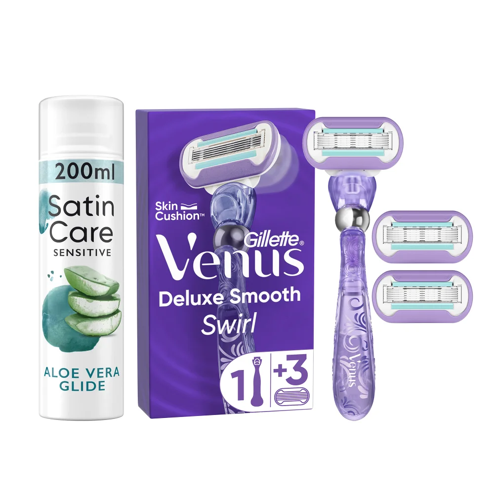 Venus Deluxe Smooth Swirl Handle With Aloe Vera Glide Shave Prep Image 1