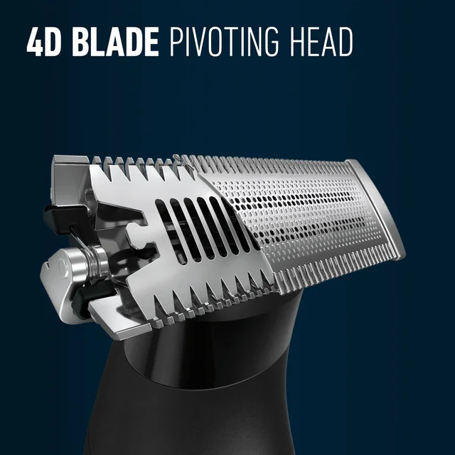 King C. Gillette grooming device head, featuring the 4D blade pivoting head.