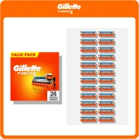 Gillette Fusion5 razor blade refills, jumbo pack of 24, highlighting the precision trimmer feature.