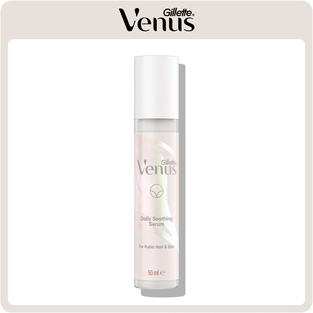 The 50ml bottle of Gillette Gillette Venus Daily Soothing Serum for pubic hair and skin.
