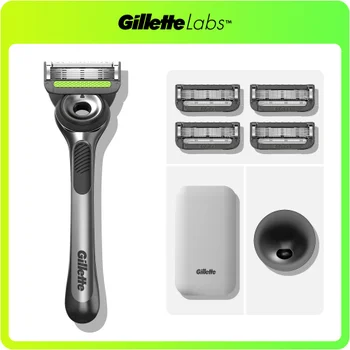Gillette Labs Razor with Exfoliating Bar, Travel Case and 1 Razor Blades Refill