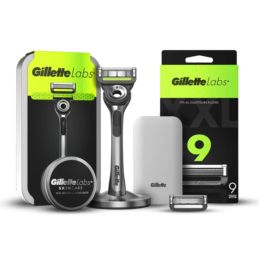 Gillette Labs Razor with Exfoliating Bar, Travel Case, 9 Blade Refills, Moisturiser Image 1