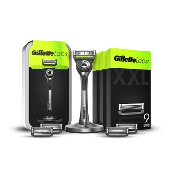 Gillette Labs Razor with Exfoliating Bar, Travel Case and 27 Blade Refills