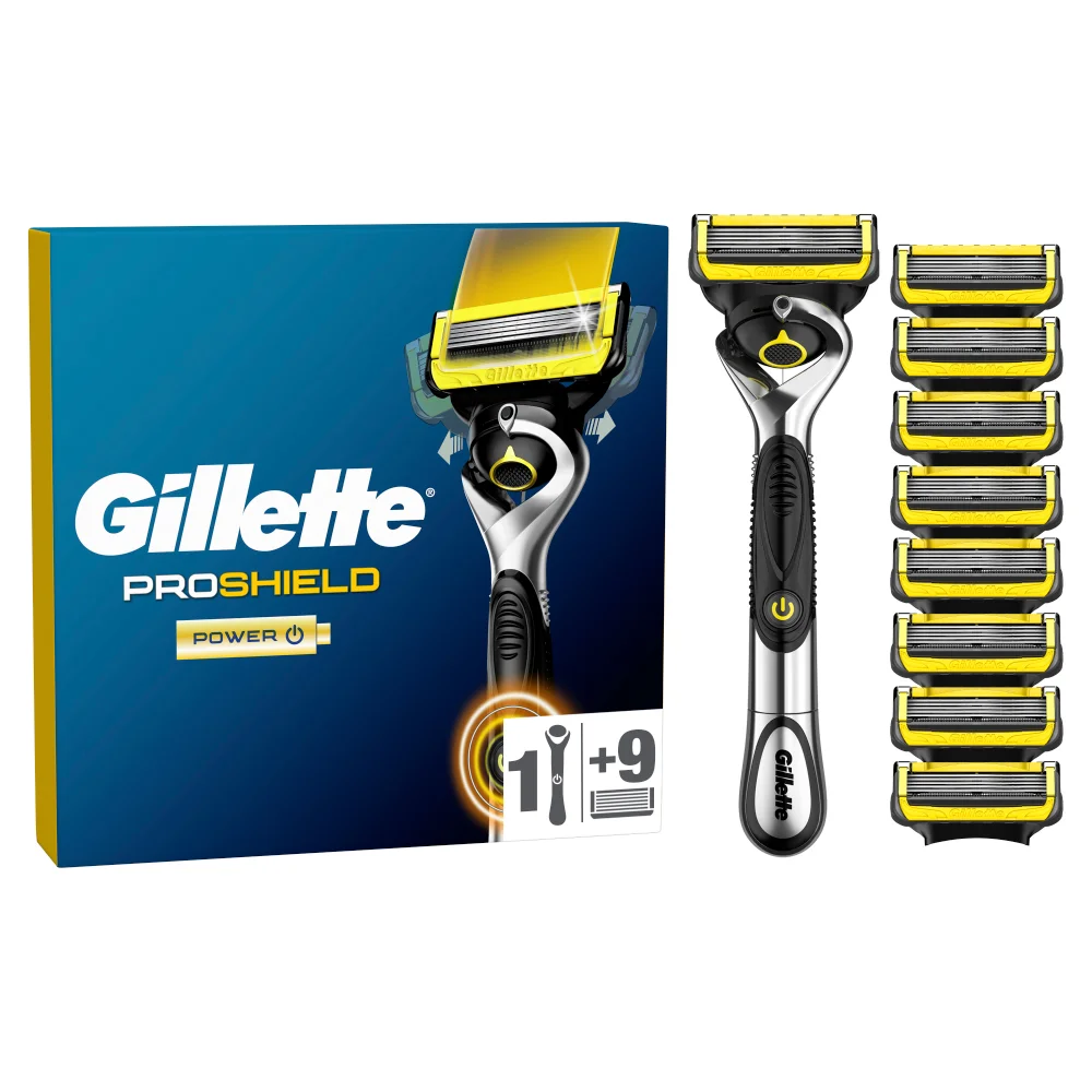 Gillette ProShield Power Value Pack – Handle + 9 Razor Blades Image 1