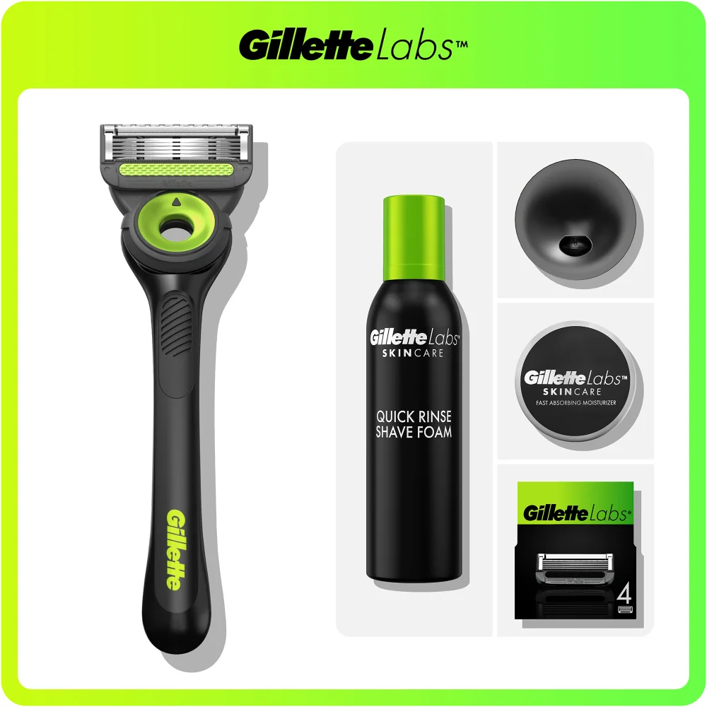 Gillette Labs razor kit with Quick Rinse Shave Foam, Fast Absorbing Moisturiser & 4 blades.
