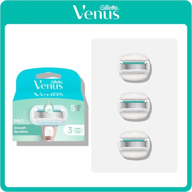 Gillette Venus Pro Smooth Sensitive Razor Blades, 3 Pack