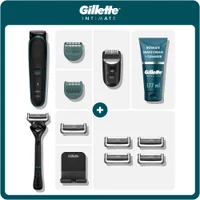 Gillette Intimate grooming kit with trimmer, razor, and Shave Cream + Cleanser.