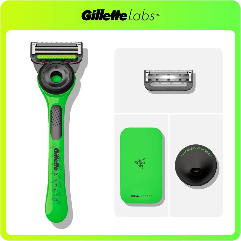 GilletteLabs™ Razer razor with extra blade, travel case, and stand, "For Gamers. By Gamers."