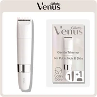 Gillette Venus Gentle Trimmer for pubic hair and skin, shown with 1+1 accessories.