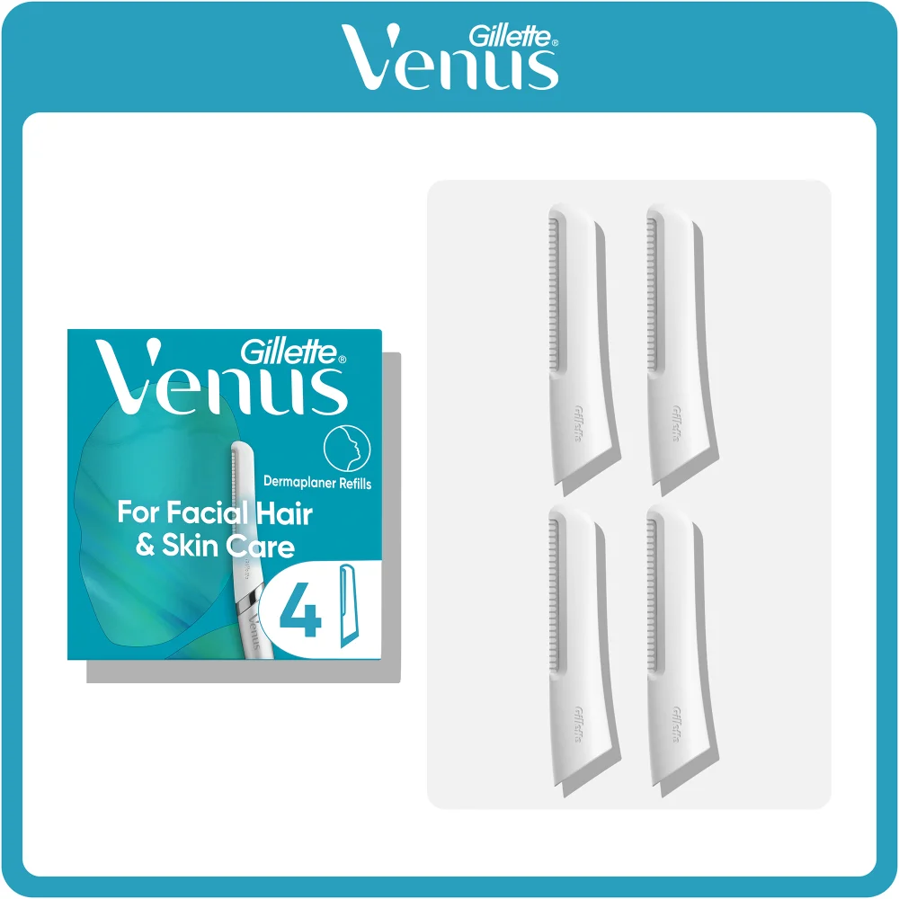 Gillette Venus Dermaplaner Refills for Facial Hair & Skin Care, 4 count.