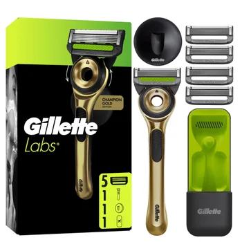 Gillette Labs With Exfoliating Bar Razor Champion Gold Edition, 1 Handle, 5 Blades, 1 Hanger, 1 Case