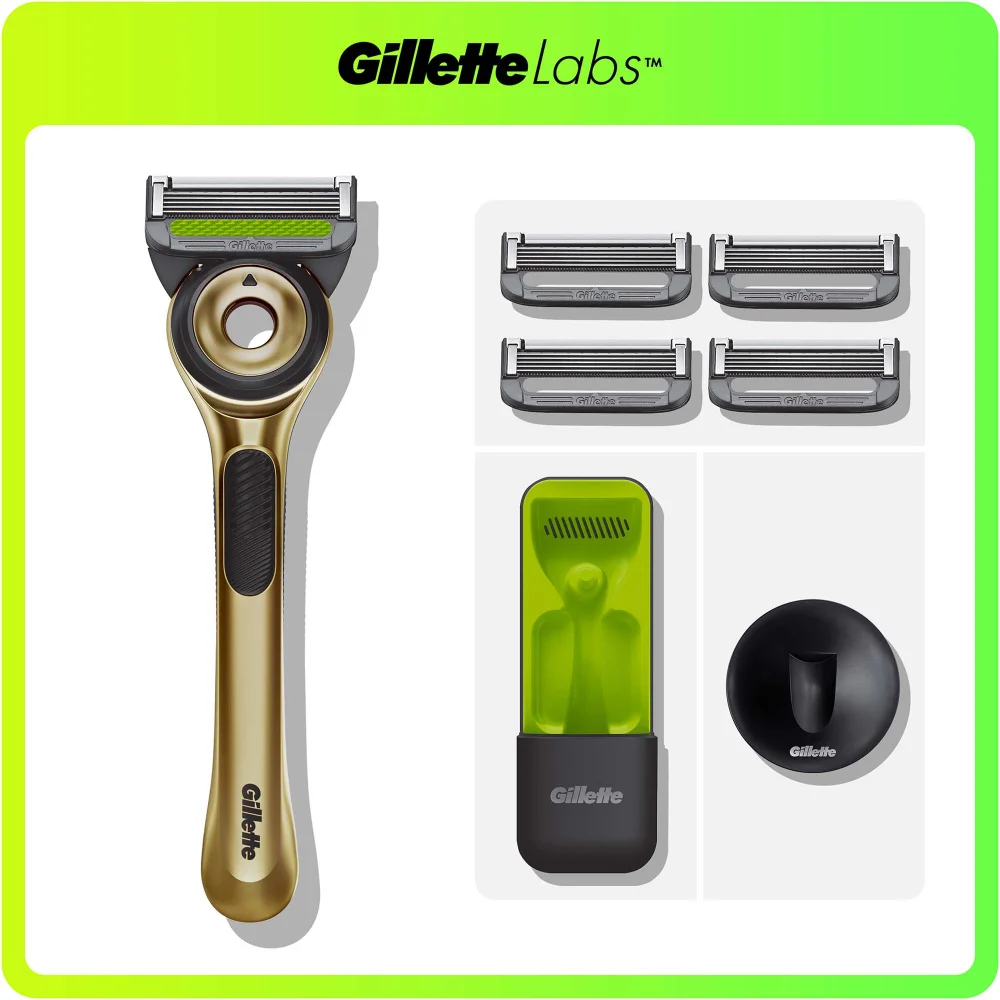 Gillette Labs Champion Gold Edition Razor with 5 Razor Blades & Slimline Travel Case Image 1