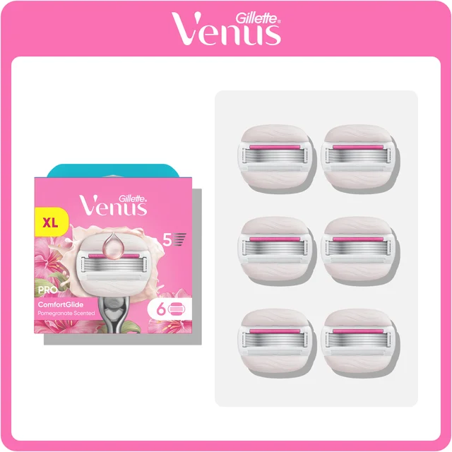 Gillette Venus Pro ComfortGlide Pomegranate Scented Tropical Women's Blades 6 Refills