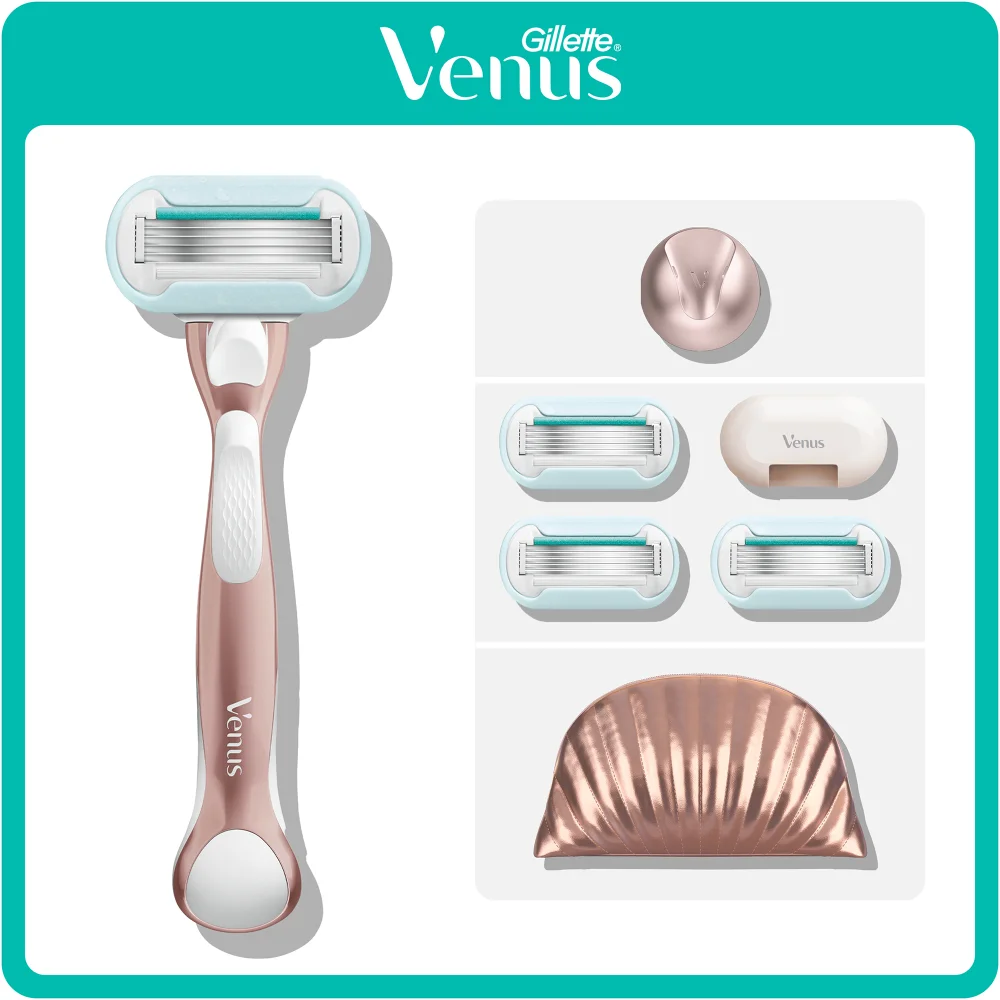 Gift Set: Gillette Venus Pro Smooth Sensitive Razor, 4 Razor Blades, Shower Hook & Travel Bag Image 1