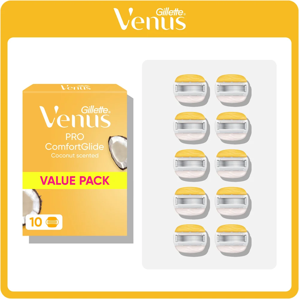 Gillette Venus Pro ComfortGlide Coconut Olay Razor Blades Value Pack, 10 Pack