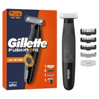 Gillette Fusion One Hybrid Beard Trimmer & Shaver for Face & Body, Beard, with Protective Cap