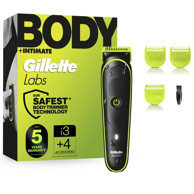 GilletteLabs i3 Body + Intimate Hair Trimmer for Men, SkinFirst Technology, Waterproof